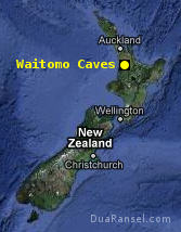 Peta Gua Waitomo, Selandia Baru
