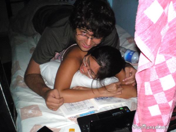 Cuddling in a hostel room in Istanbul, Turkey