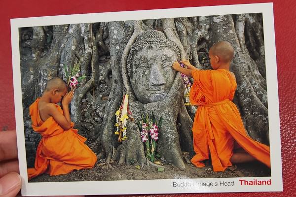 Kartu Pos DuaRansel 112 - Buddha Image Head - Wat Mahathat Ayutthaya Thailand